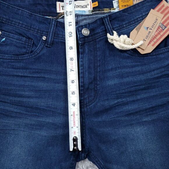 Tailor Vintage Greenwich Slim Fit Jean Shorts Stretch Smart Denim Blue Size 32 - Picture 8 of 9